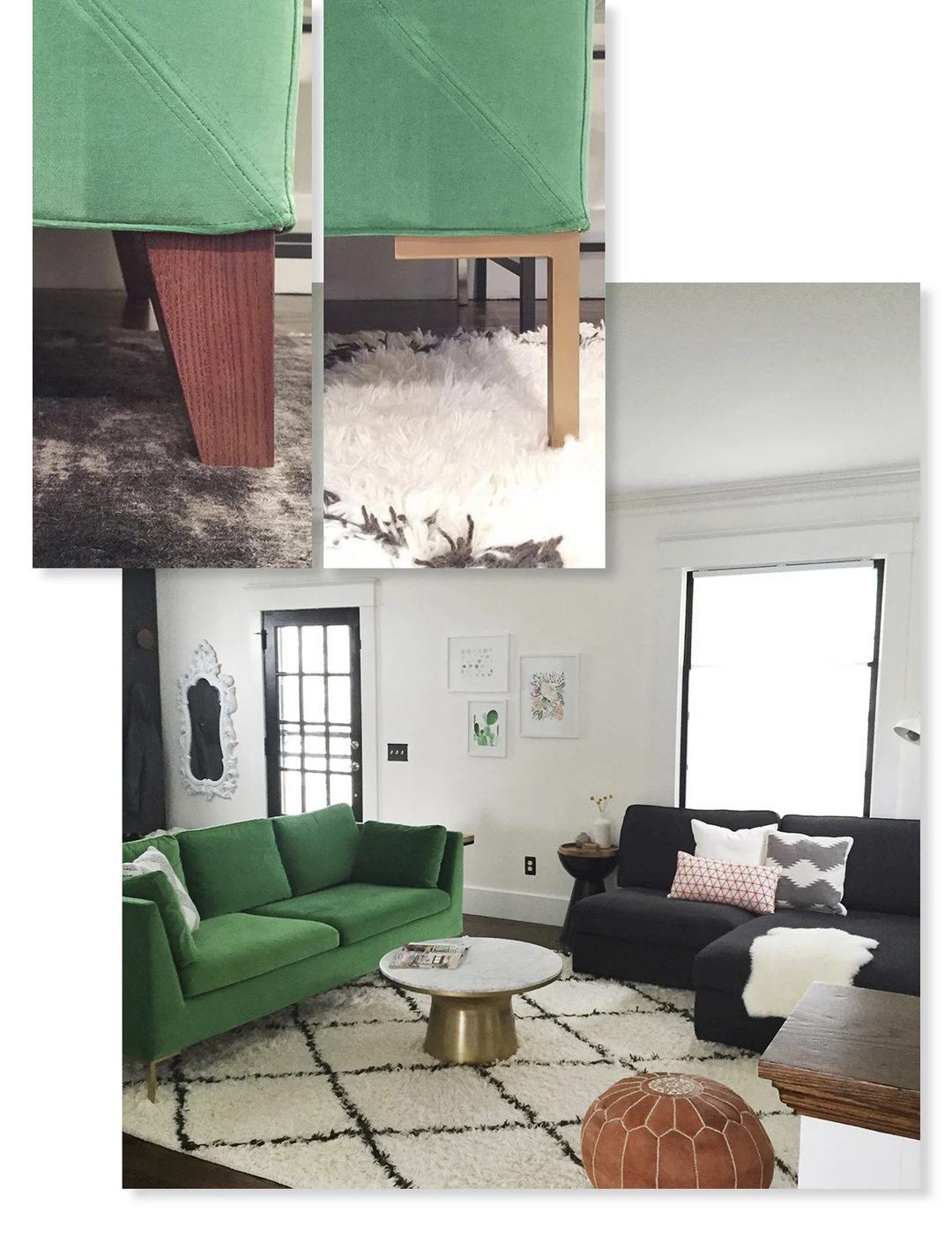 An straightforward update to an IKEA sofa -- new legs to look like a designer piece!