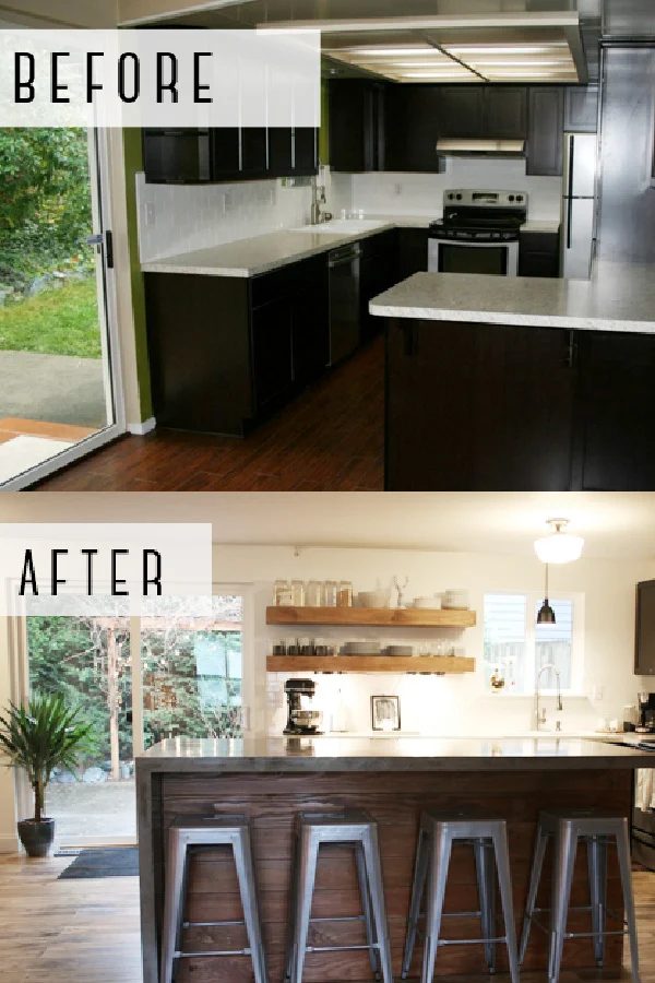 Before And After Modern Kitchen Remodel With Concrete Island, Petite Modern Life On Bekob