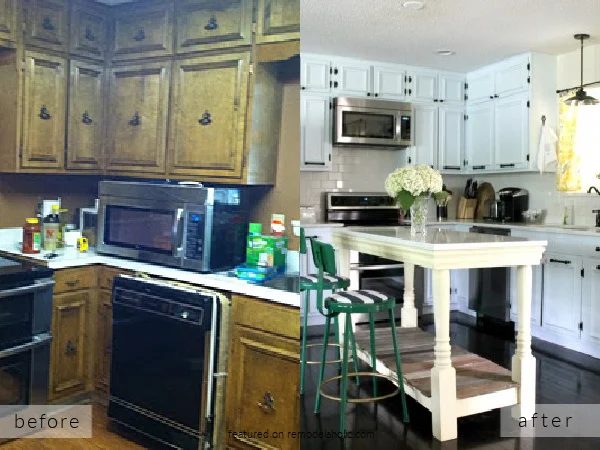1960s Ranch Kitchen Remodel Before And After, Handmade options For White Painted Cabinets And Island, Rain On A Tin Roof On Bekob