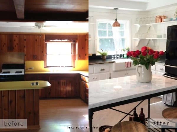 Knotty Pine Kitchen Remodel options, White Cottage Kitchen Before And After, Vintage Redefined On Bekob