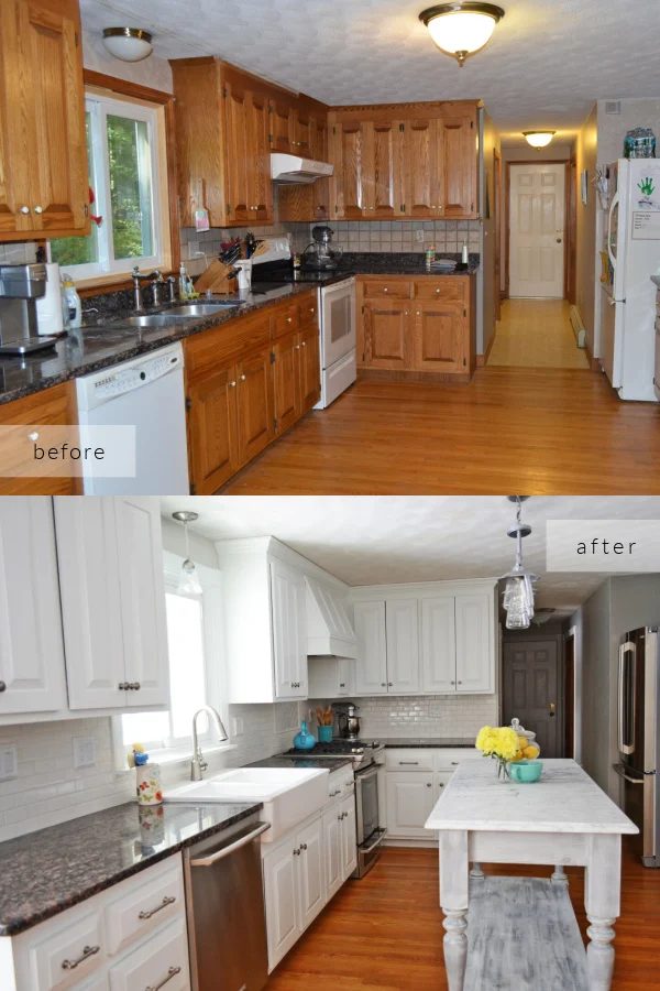 Dated Oak Wood To Elegant White Kitchen Remodel, Everyday Enchanting On Bekob
