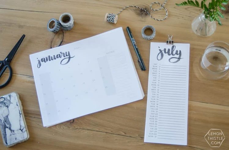 Lemon Thistle, 2017 Handlettered Calendars