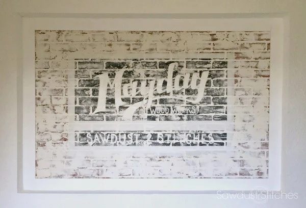 Sawdust2Stitches, Handmade Faux Brick Wall With Painted Vintage Ad