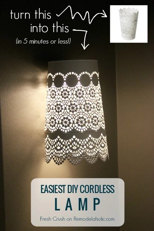 Easiest Handmade cordless lamp, an IKEA plant pot method that will cost less than $10 and take less than 5 minutes! @Bekob