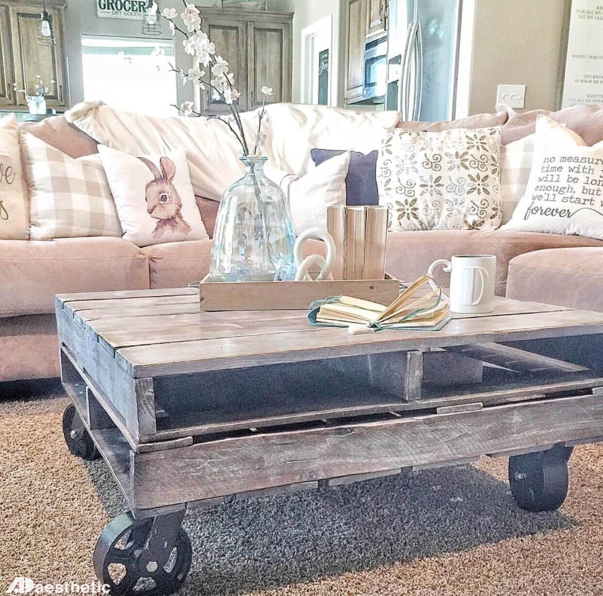 AD Aesthetic, Farmhouse Style straightforward Pallet Coffee Table