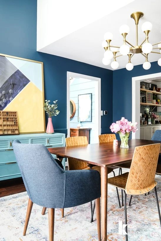 Best Dark Blue Paint Colors Dining Room Behr Midnight In The Tropics, Kaleidoscope Living
