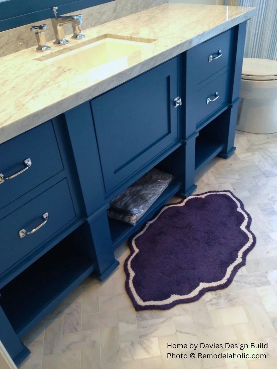 Best Blue Paint Colors Bathroom Vanity Color Match SW Honorable Blue With Silver Hardware UV15 H5 By Davies Design Build, Photo Bekob