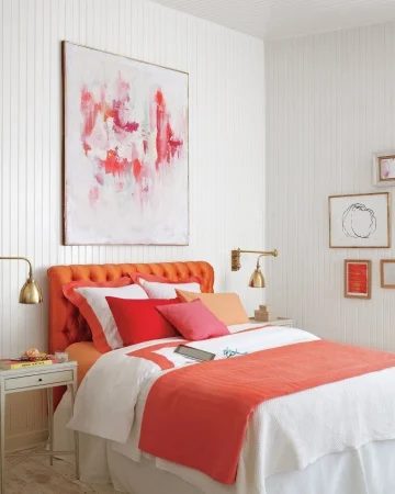 Martha Stewart coral accents in bedroom