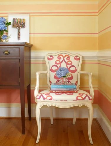 SueEllen Gregory coral striped wall
