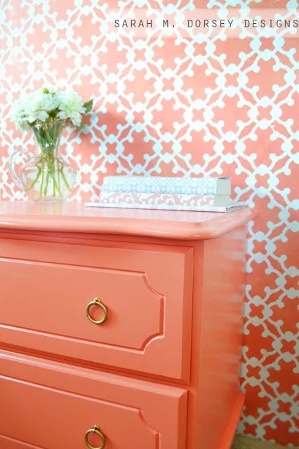 Sarah M. Dorsey Designs coral bedside table