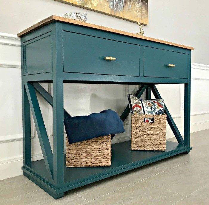 Best Dark Blue Green Paint Colors For Furniture, Magnolia Home Weekend, Teal Green Console Table By Abbotts At Home Ft Bekob