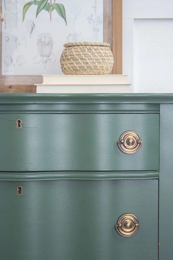 Best Dark Green Paint Colors For Furniture, Behr Vine Leaf, Green Painted Vintage Dresser Makeover By The Honeycomb Home Ft Bekob