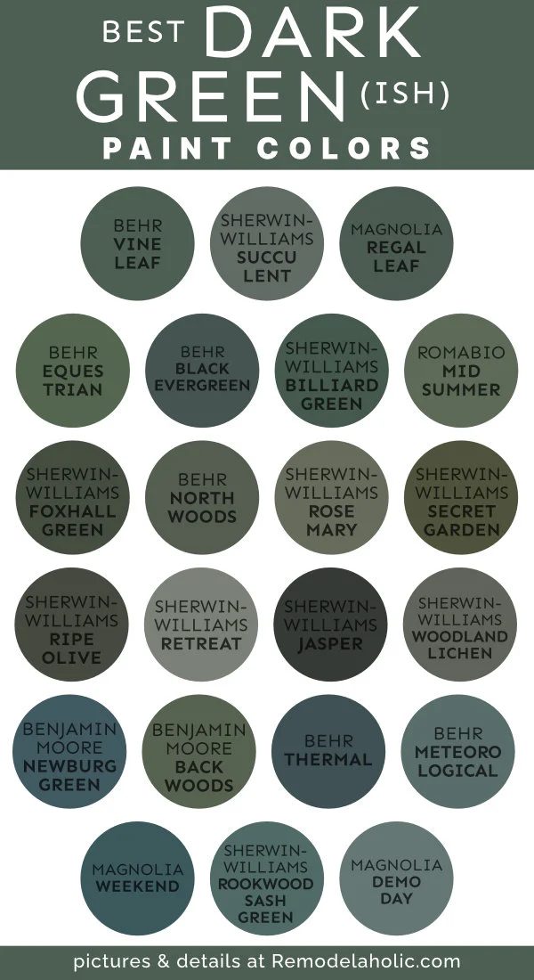 Dark Green Paint Color Palette