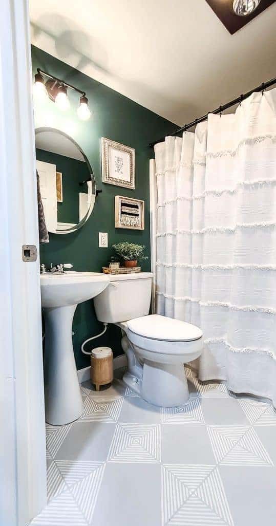 Dark Green Paint Color, Behr Meteorological Small Bathroom Makeover By Making Manzanita Ft Bekob