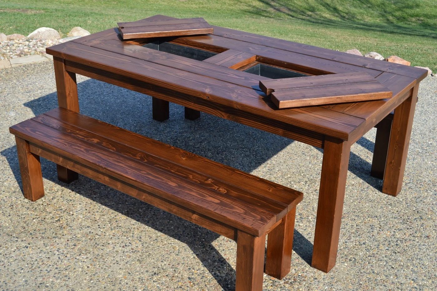 patio table with built-in drink coolers, Kruse's Workshop on Bekob