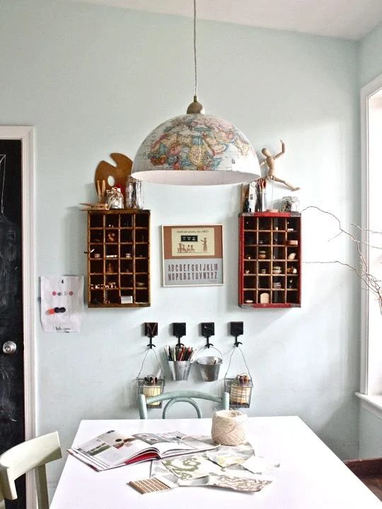 handmade globe pendant lamp, Moss Eclectic featured on Apartment Therapy via Bekob