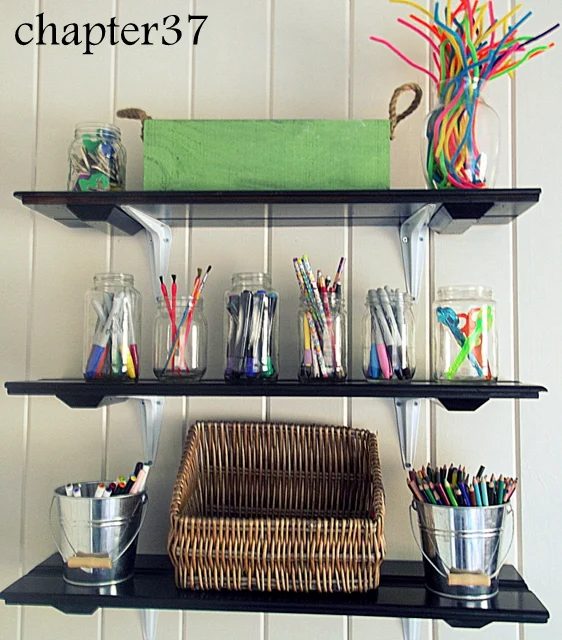 party feature - art room cabinet shelves, Chapter 37