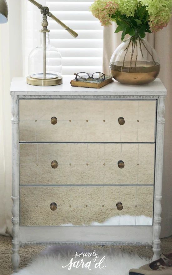 IKEA Rast makeover with mirrored drawers and turned legs, Sincerely Sara D on @Bekob