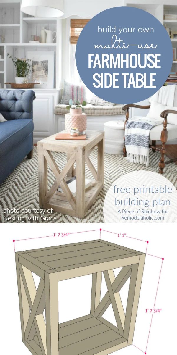 Diy Farmhouse Side Table End Table Building Plan @Bekob