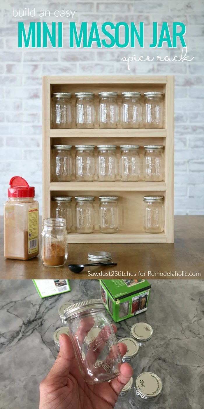 Build An straightforward Mini Mason Jar Spice Rack Shelf For Storage And Organizing @Bekob