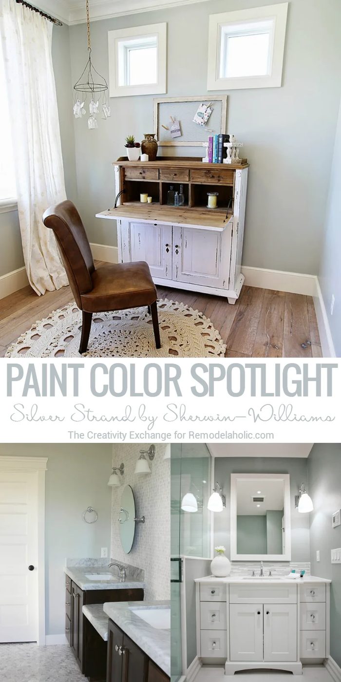 Silver Strand by Sherwin-Williams is a beautifully versatile light gray paint color that shines in spaces with low or no natural light.