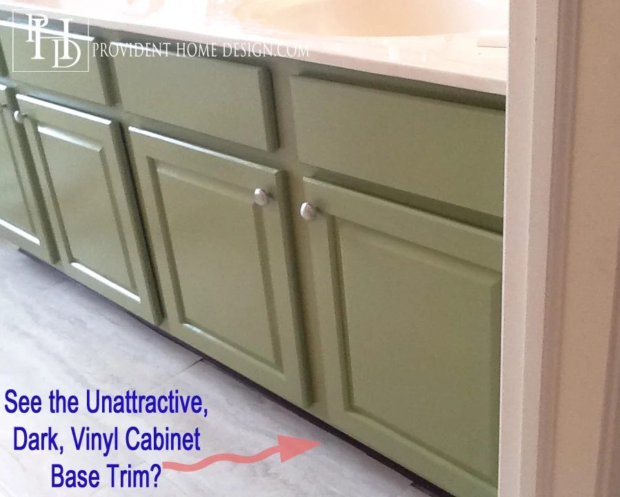 Provident Home Design painted bathroom base trim to update vanity cabinet via @Bekob