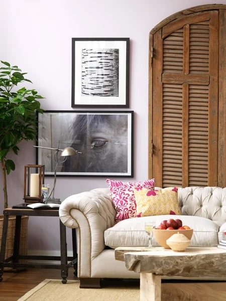Canadian House & Home lavendar living room