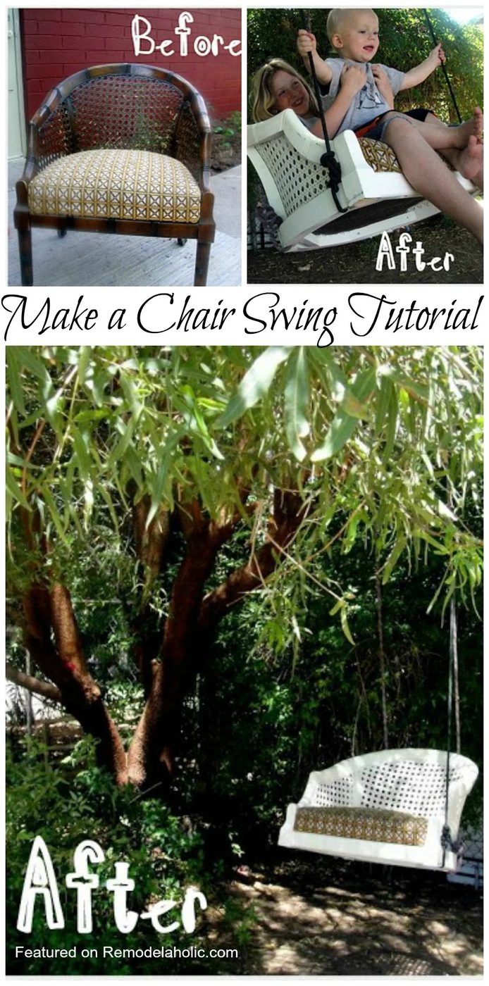Make a chair swing upcycle featured on Bekob.com