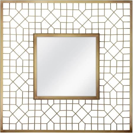 20" Gold Geometric Square Mirror