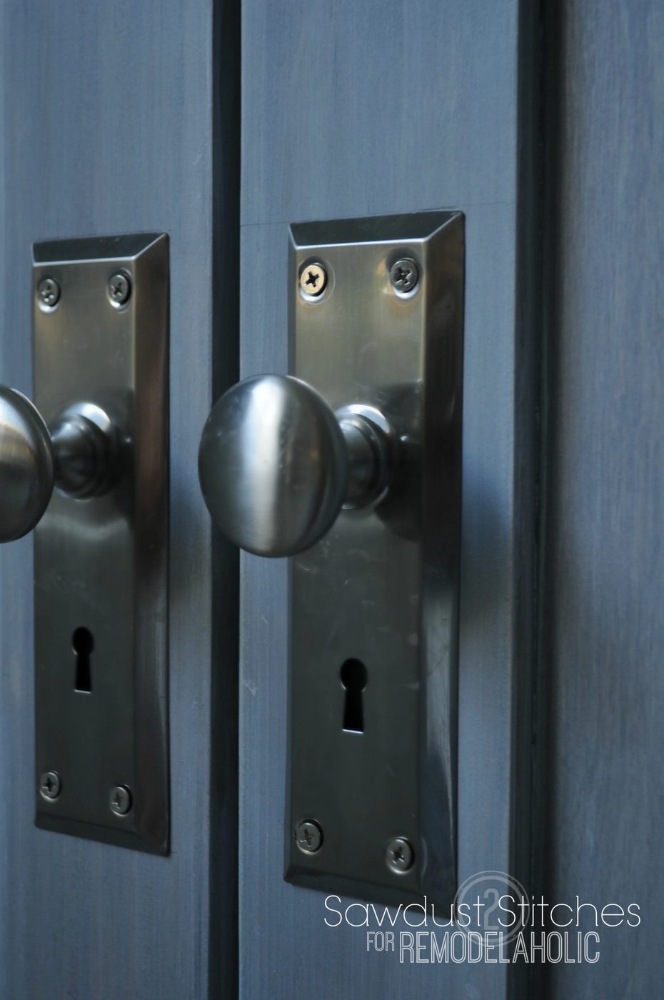 use inexpensive door escutcheon plates with low-priced oversized knobs to get a classic look that costs a lot less!