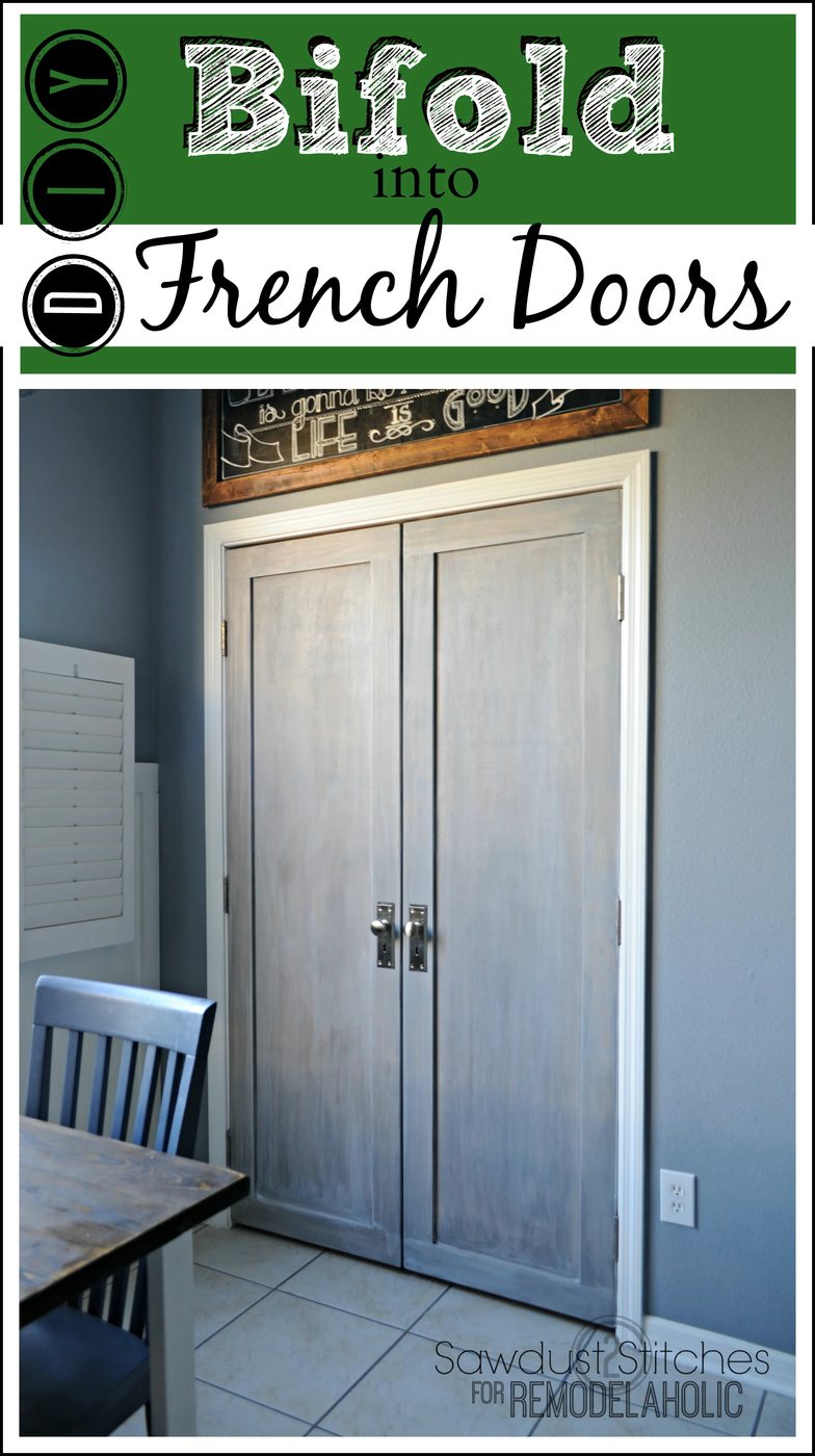Builder basic bifold door makeover, into stylish French doors - walkthrough from Sawdust2Stitches on Bekob.com