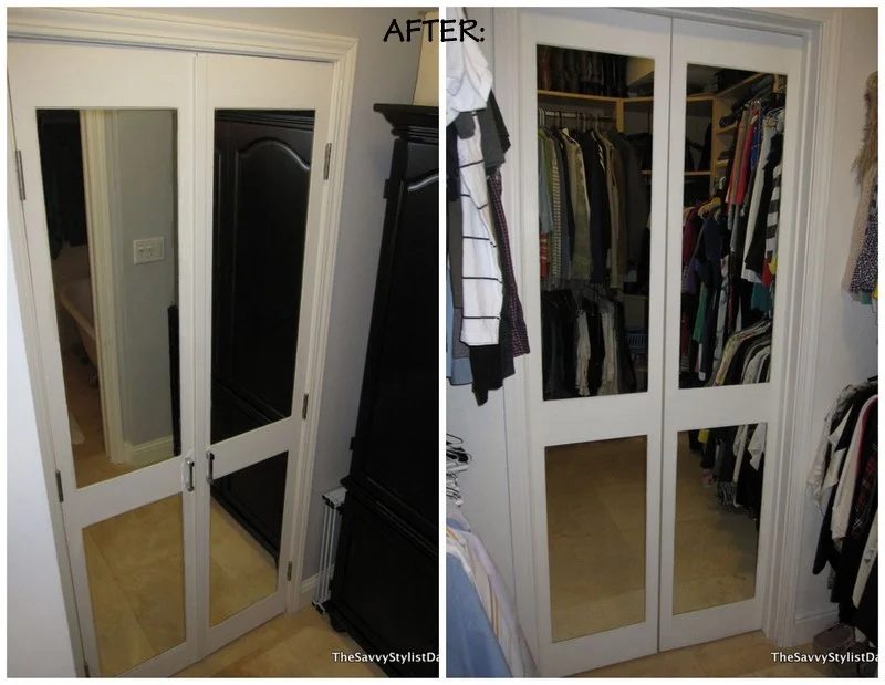 mirrored door closet makeover