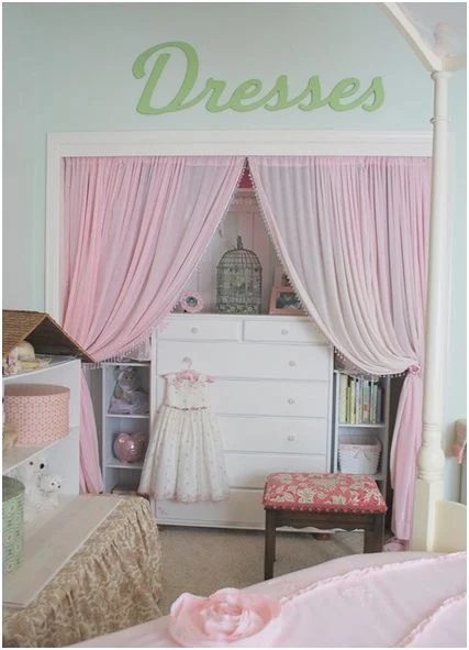 sheer curtain closet door makeover