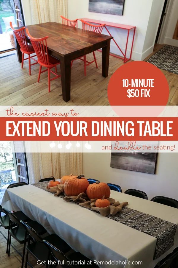 How do you extend a dining table that doesn't have a leaf? This straightforward Handmade plywood method will give you a bigger dining table with added serving space and seating jus