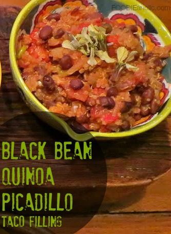 Black Bean Quinoa Picadillo Taco Filling | FOODIEaholic.com #recipe #cooking #cincodemayo #taco