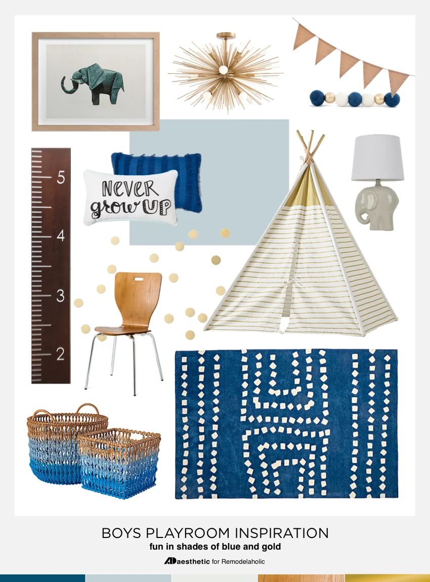 Design a Playful Blue Boys Playroom | Tips Tricks and Inspiration Mood Board