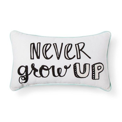Blue Boys Playroom 05 Never Grow Up Pillow