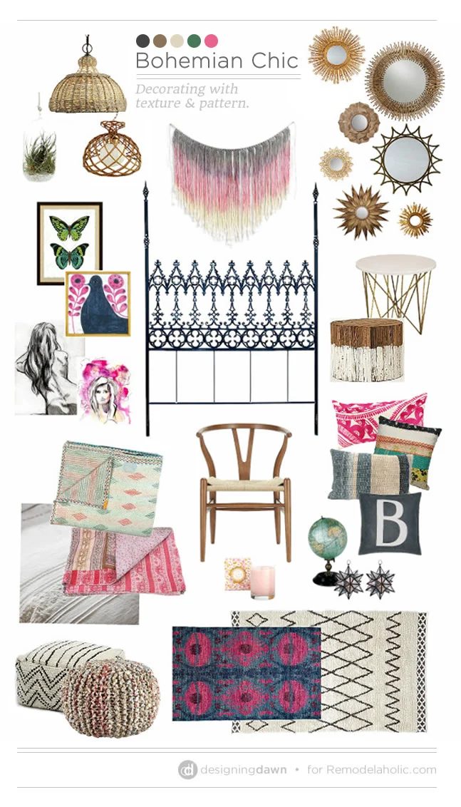Bohemian Chic / Designing Dawn -- Decorating with texture and pattern on Bekob.com
