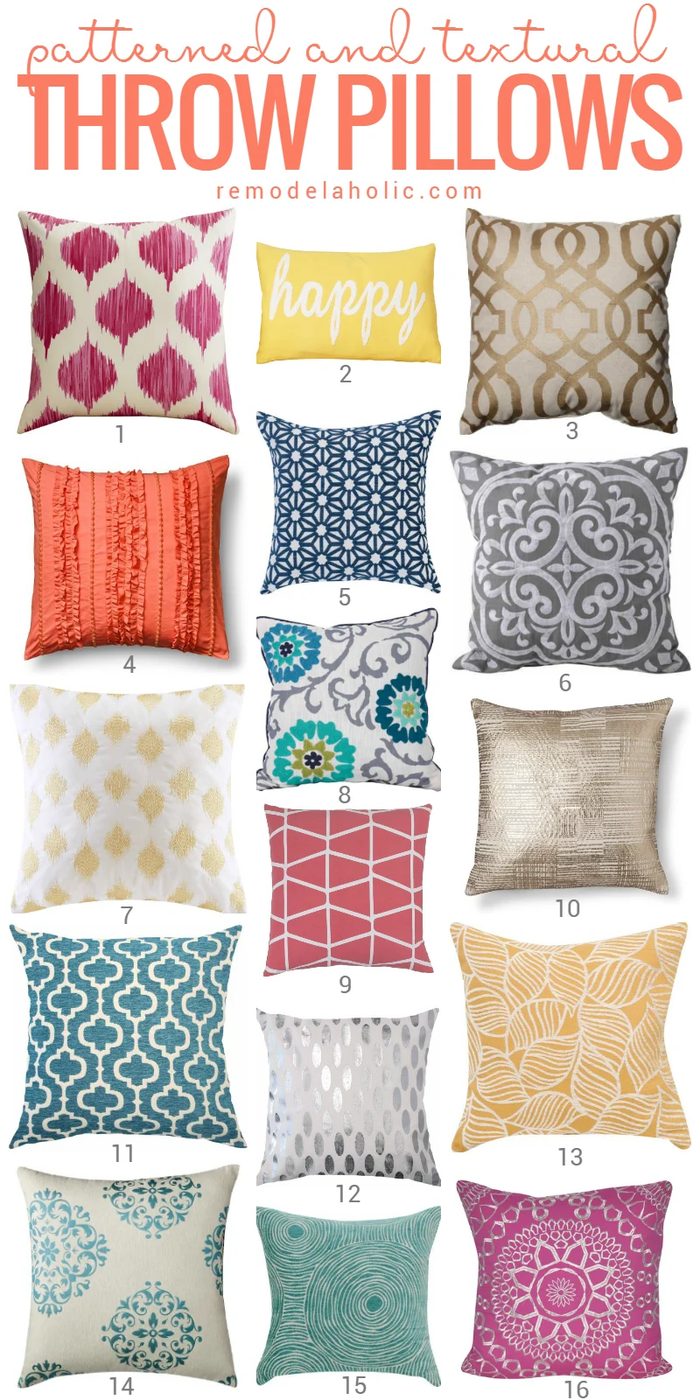 These fun pattern and texture throw pillows are a well fitted finishing touch for any bed or reading nook @Bekob