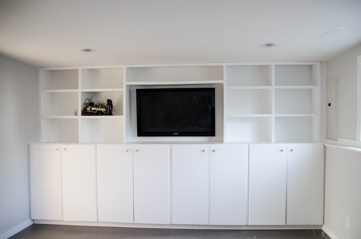 Handmade Built In Cabinets- such a storage beast!