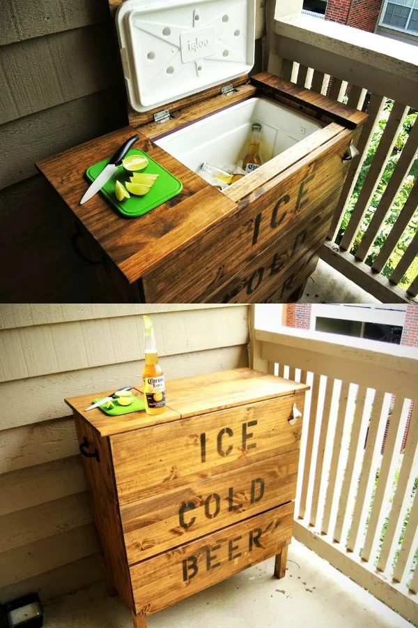 ikea tarva dresser method to be an ice chest with a cooler in it via IKEAHacker