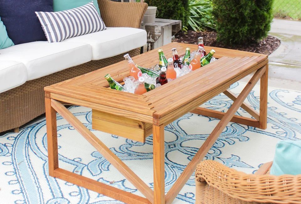 Build a patio coffee table with a built-in cooler, by Shades of Blue Interiors