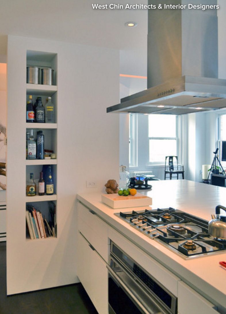 Mini Open Pantry Shelves in wall
