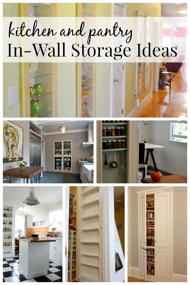 Kitchen and Pantry In-wall storage options via Bekob.com