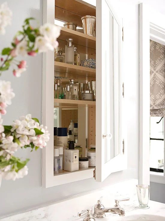 low-cost bathroom update recessed medicine cabinet