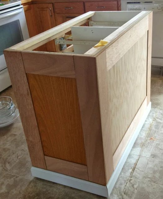 board and batten on a kitchen island makeover, featured on Bekob
