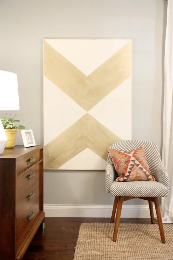 Handmade Wall Decor option for Large Walls: large geometric graphic art over an existing painting (House Tweaking)
