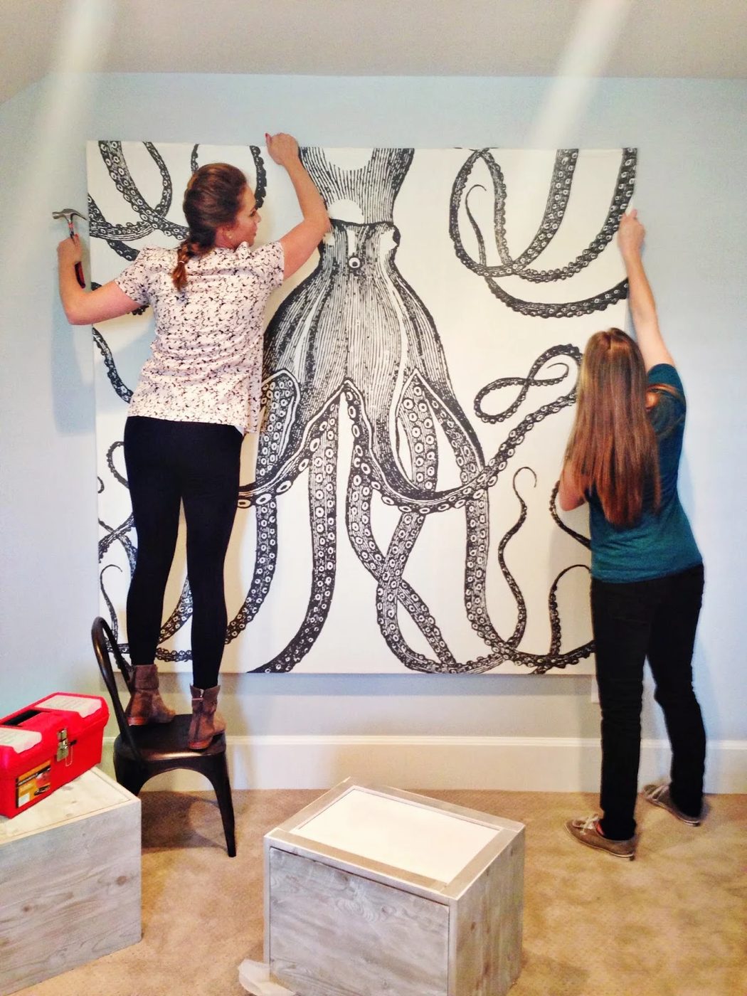 Handmade Wall Decor options: extra large wall art from a shower curtain (6th Street Design School)
