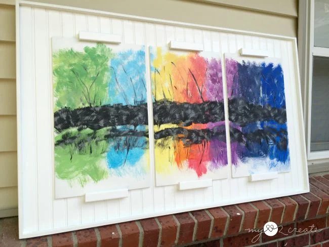 Handmade large wall decor: triptych frame with abstract art, MyLove2Create