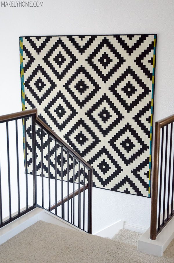 how to hang a rug on the wall for a large Handmade wall art option (Makely)
